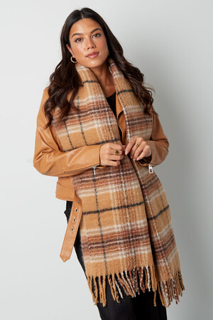 Winter scarf large checked print - camel h5 Picture2